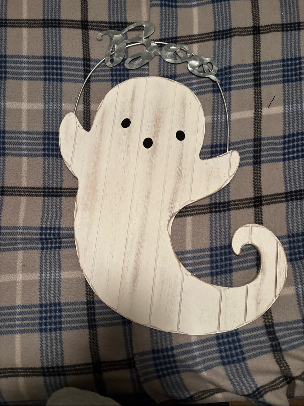 White Wooden Ghost Wall Hanging - Brand: